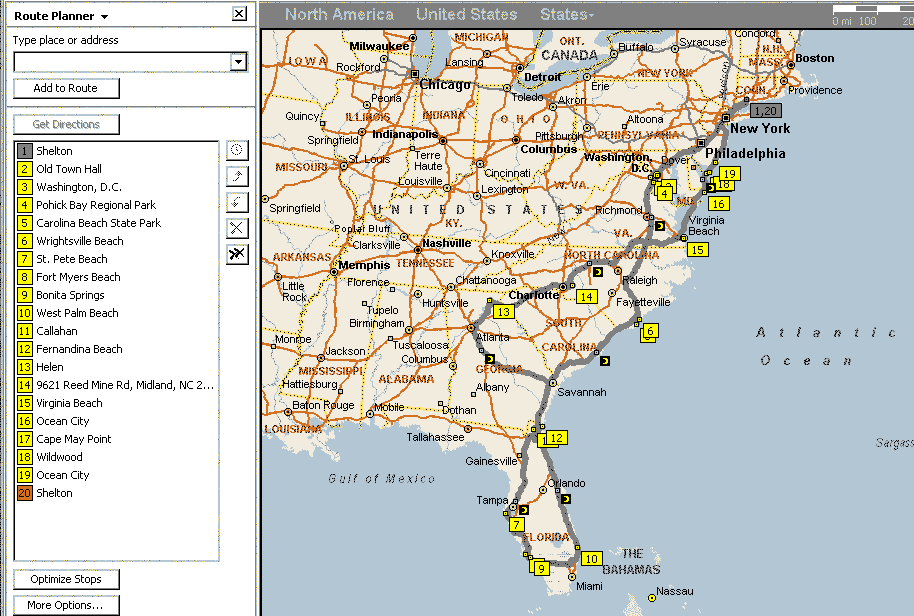 picture - foto - car - templates - fotos: East Coast Map